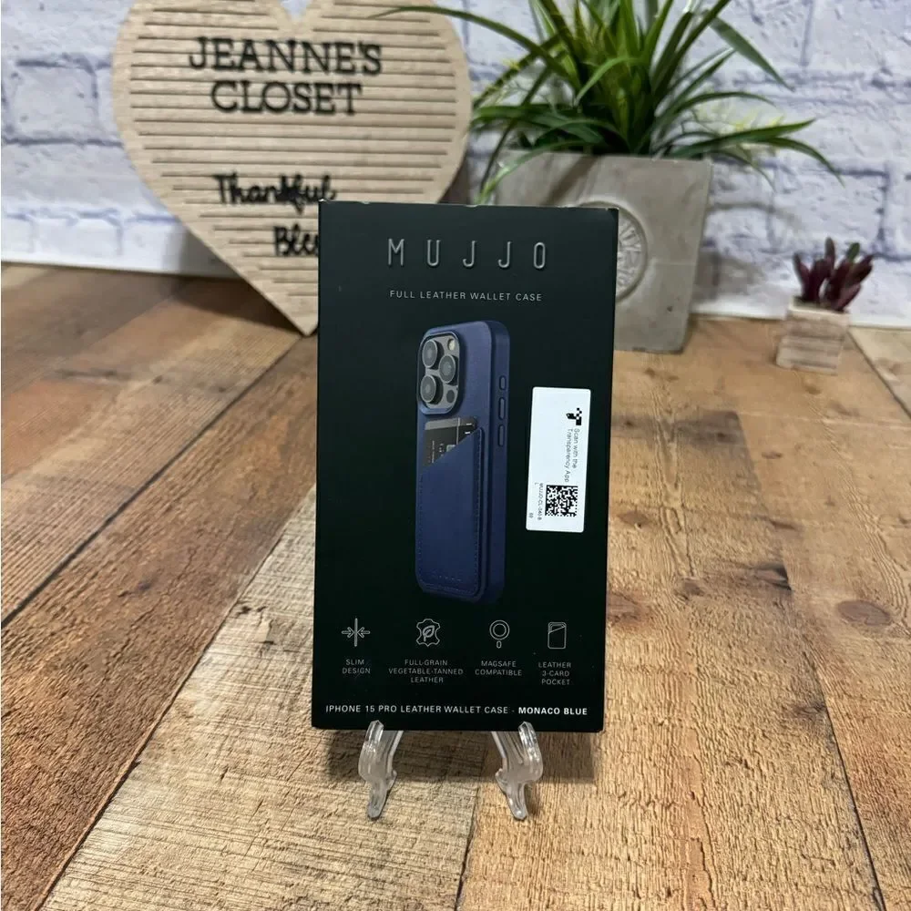 FULL LEATHER WALLET CASE FOR‎ IPHONE 15 PRO, Blue